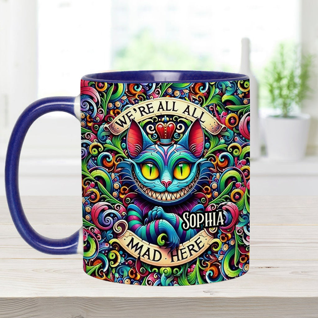 Personalized Ceramic Accent Mug with Colorful Cat Design for Birthdays or Christmas Accent Mug GradoCreations