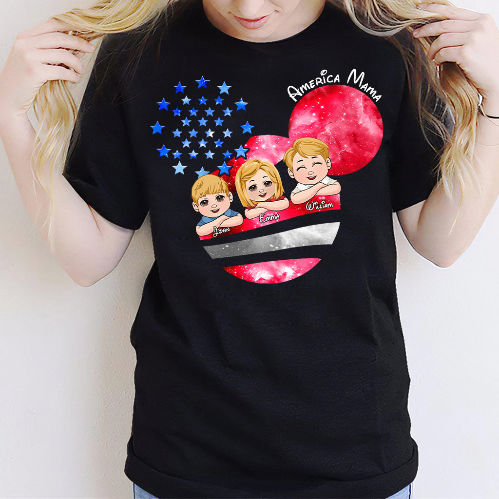 Personalized America Mama T-Shirt & Hoodie Custom Family Gift T-shirt & Hoodie GradoCreations