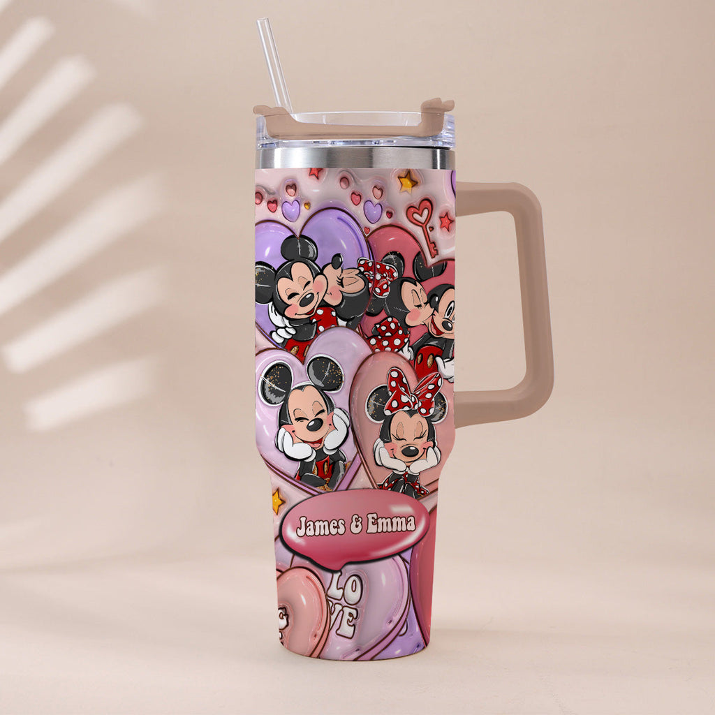 Personalized Mouse Ears Couple Tumbler with Handle for Engagement Tumbler With Handle GradoCreations