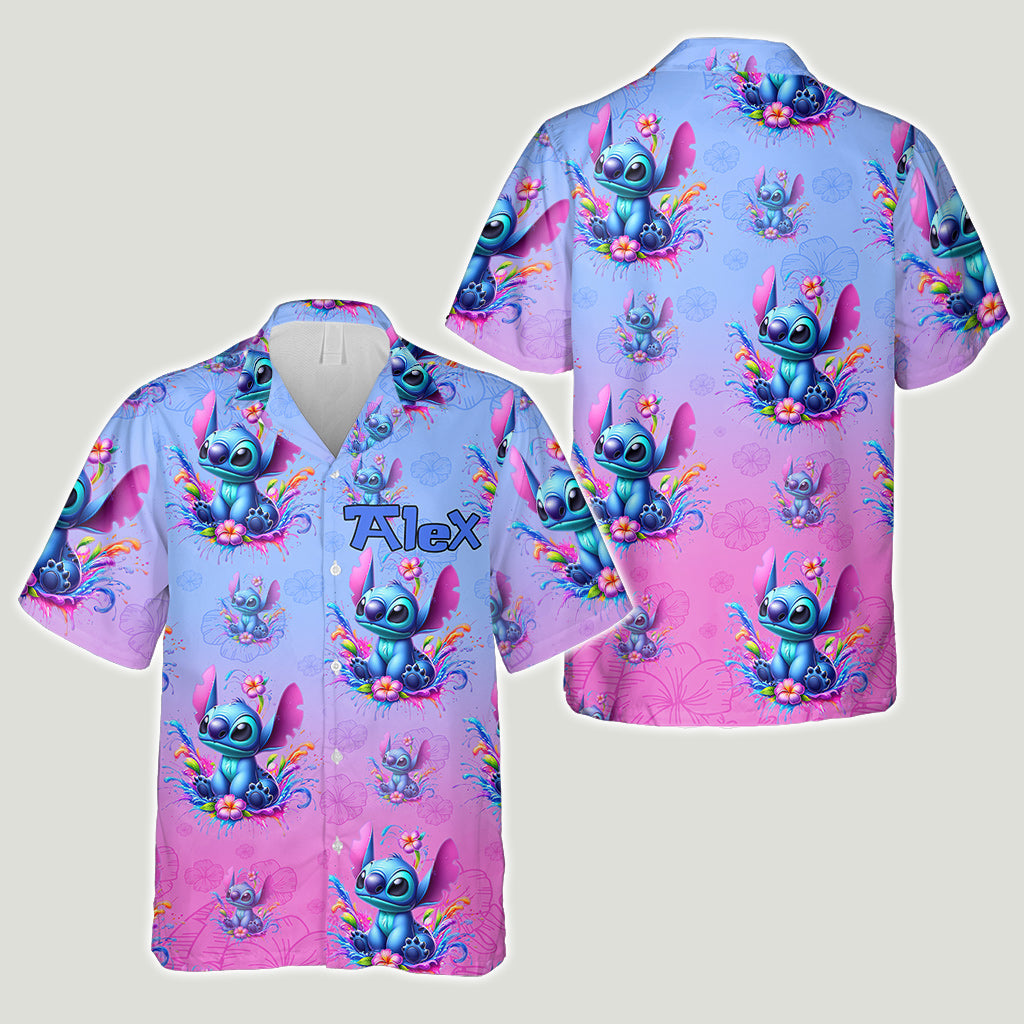 Personalized Hawaiian Shirt with Stitch Design Custom Name Gift Hawaiian Shirt GradoCreations