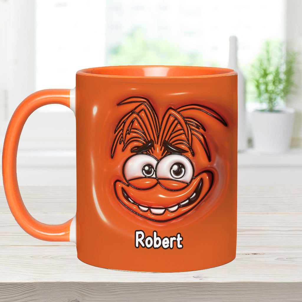 Personalized Two-Tone Accent Mug with Emotive Character - Custom Name Gift Accent Mug GradoCreations