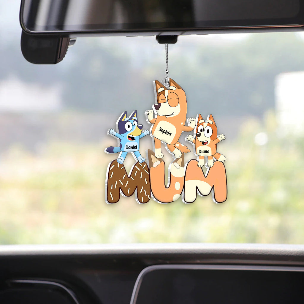 Personalized Acrylic Car Ornament Custom Name Gift for Mum Custom Shaped Car Ornament GradoCreations