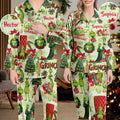 Personalized Grinch Christmas Button Down Pajamas for Couples Button Down Pajamas GradoCreations