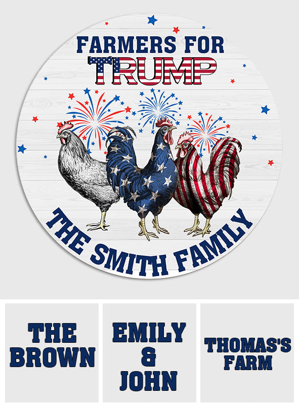 Personalized Round Wood Sign with Family Name & Americana Design Round Wood Sign GradoCreations