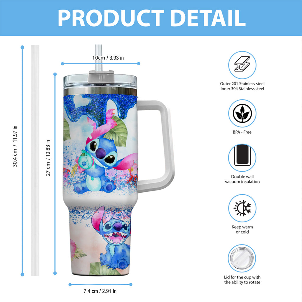 Personalized Tropical Vibe Tumbler With Handle Custom Name Gift Tumbler With Handle GradoCreations