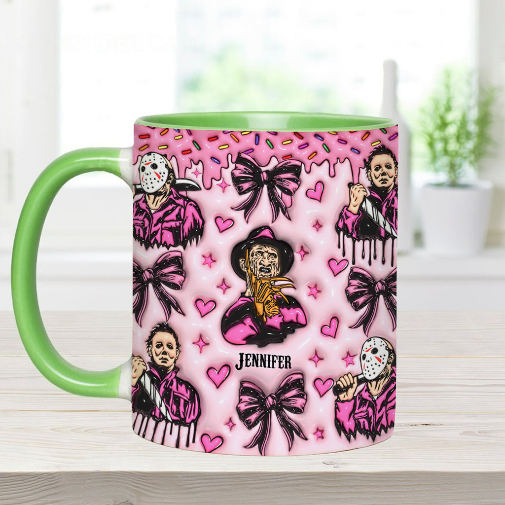 Personalized Pink Halloween Accent Mug with Custom Name Accent Mug GradoCreations
