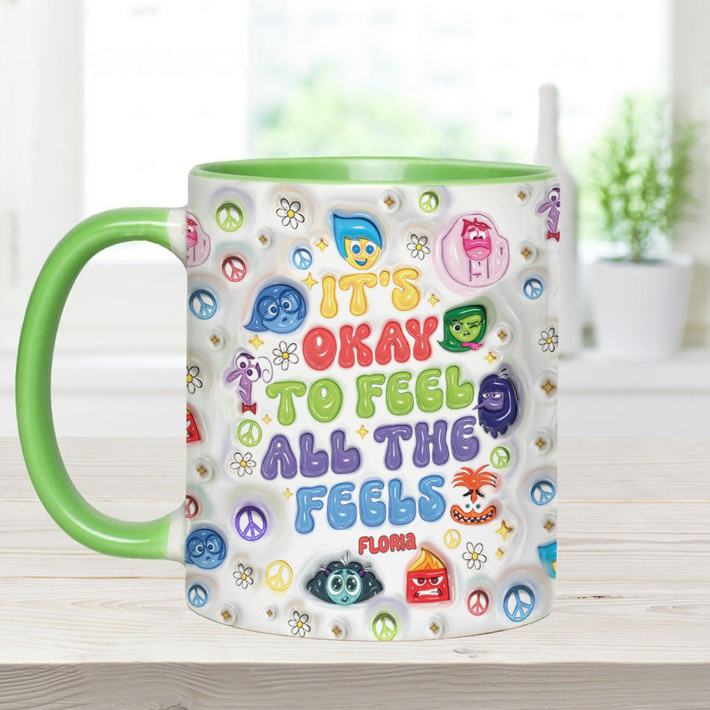 Personalized Accent Mug It's Okay To Feel All The Feels Gift for Friends Accent Mug GradoCreations