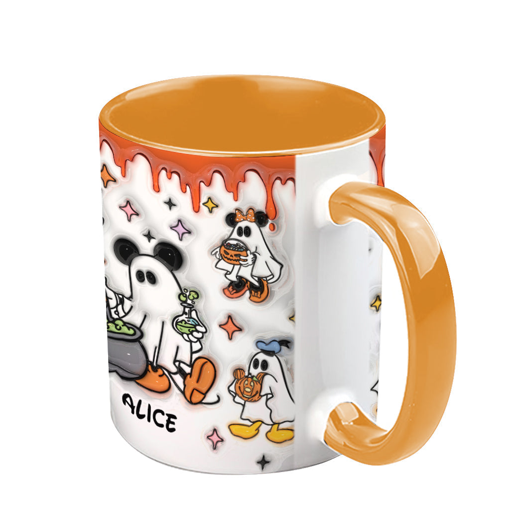 Personalized Spooky Ghost Accent Mug Custom Name Halloween Gift Accent Mug GradoCreations