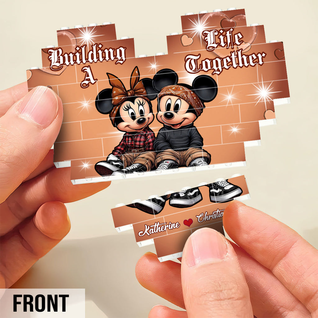 Personalized Heart Building Brick Blocks Custom Couple Gift for Wedding Anniversary Heart Building Brick Blocks GradoCreations