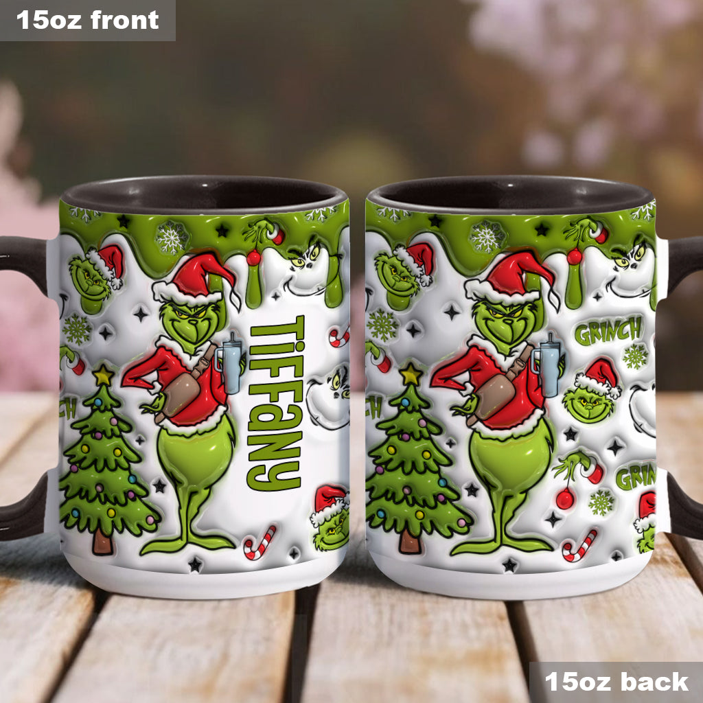 Personalized Grinch Accent Mug Custom Name Gift for Christmas Accent Mug GradoCreations
