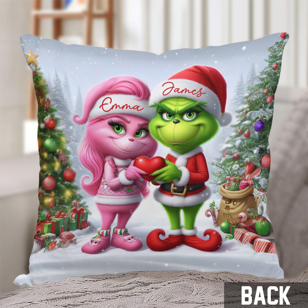 Personalized Grinchmas Throw Pillow Custom Names Gift for Christmas Throw Pillow GradoCreations