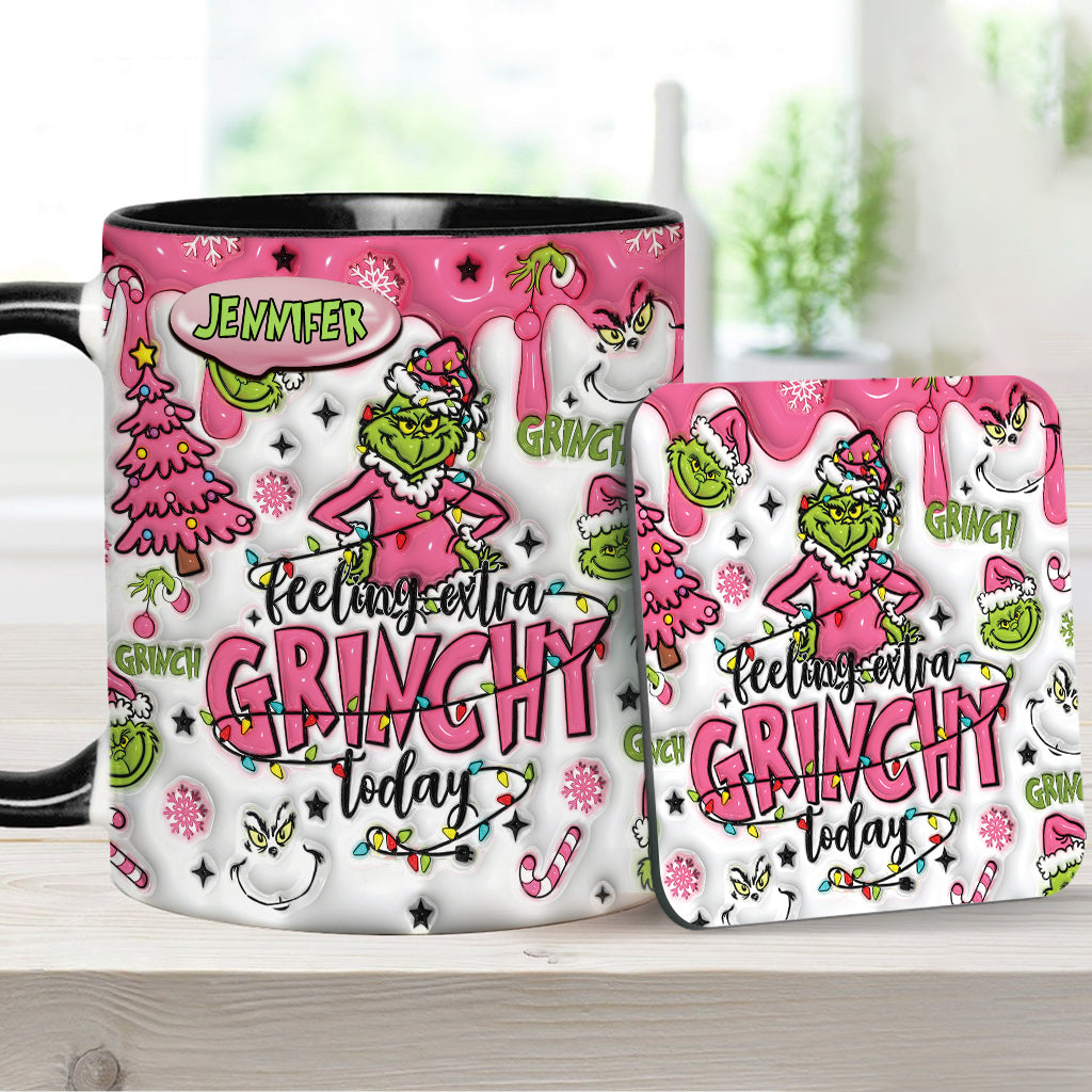 Personalized Grinch Accent Mug & Coaster Gift for Christmas Accent Mug GradoCreations