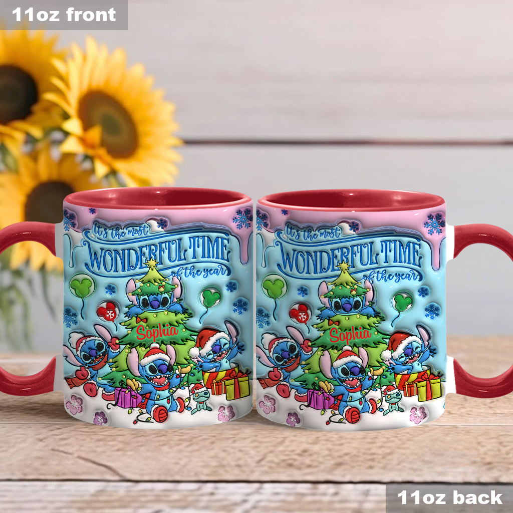 Personalized Merry Stitchmas Accent Mug Custom Name Gift for Christmas Accent Mug GradoCreations