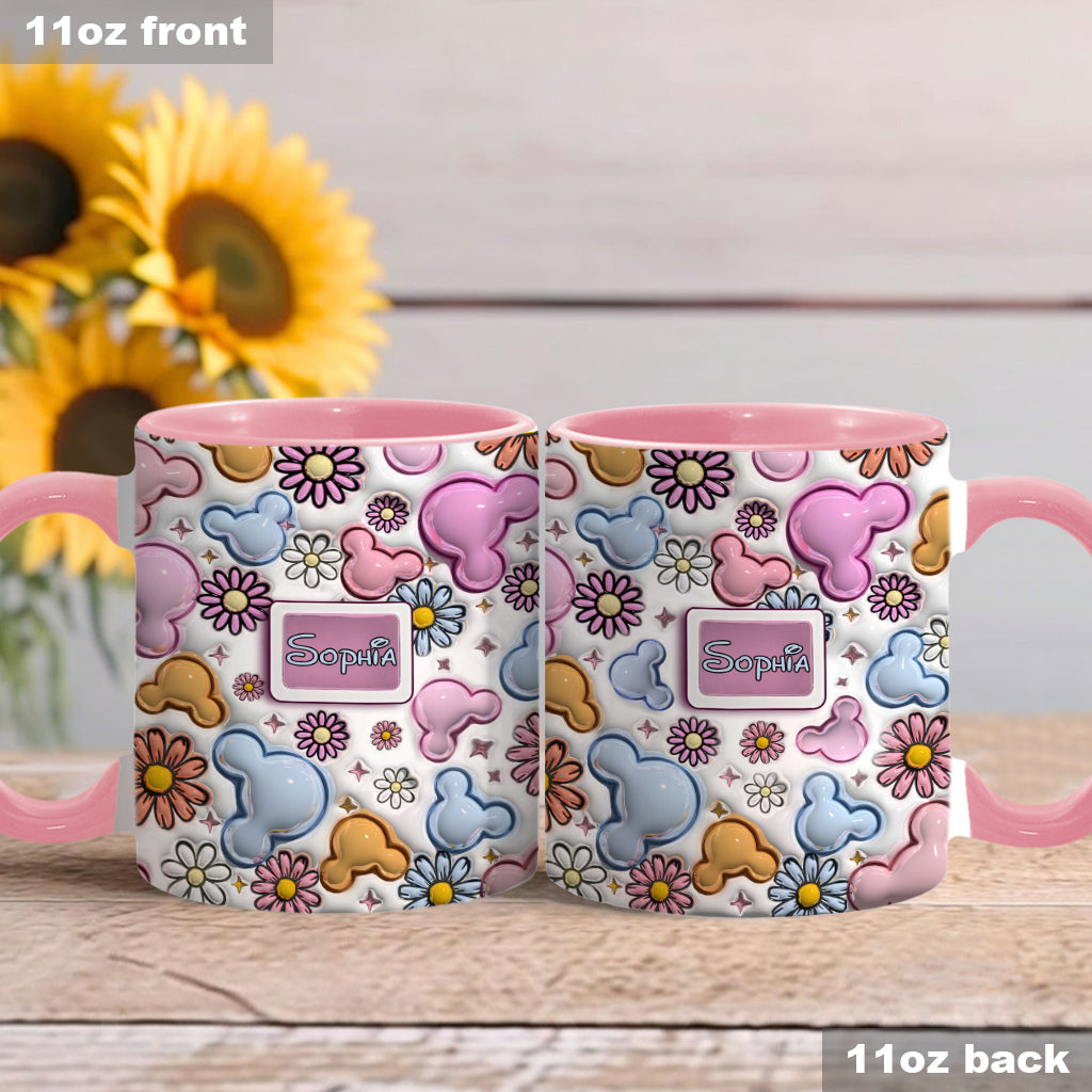 Personalized Disney Floral Accent Mug with Custom Name Gift for Mom Accent Mug GradoCreations