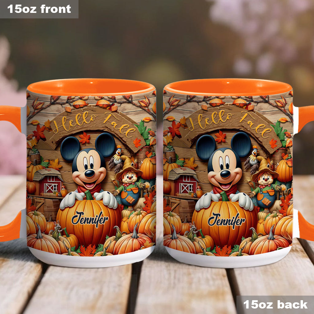 Personalized Hello Fall Accent Mug Custom Name Gift Idea Accent Mug GradoCreations