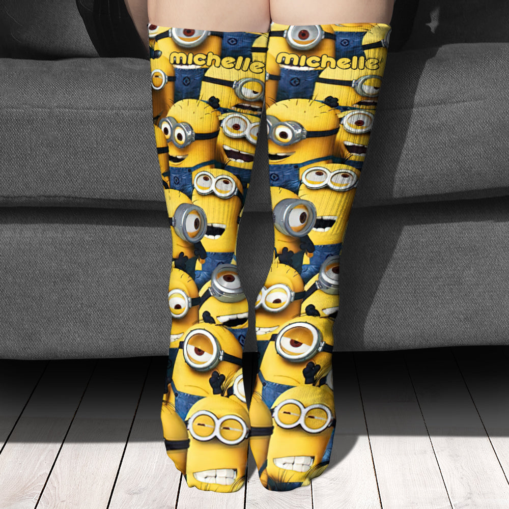 Personalized Cute Monster Socks Custom Name Gift for Kids Socks GradoCreations