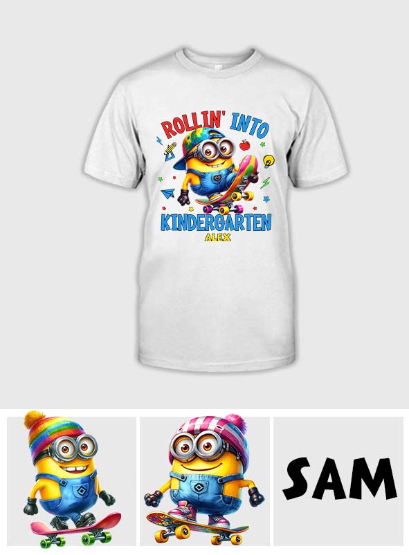 Personalized Kids T-Shirt Rollin Into Kindergarten Custom Name T-shirt & Hoodie GradoCreations