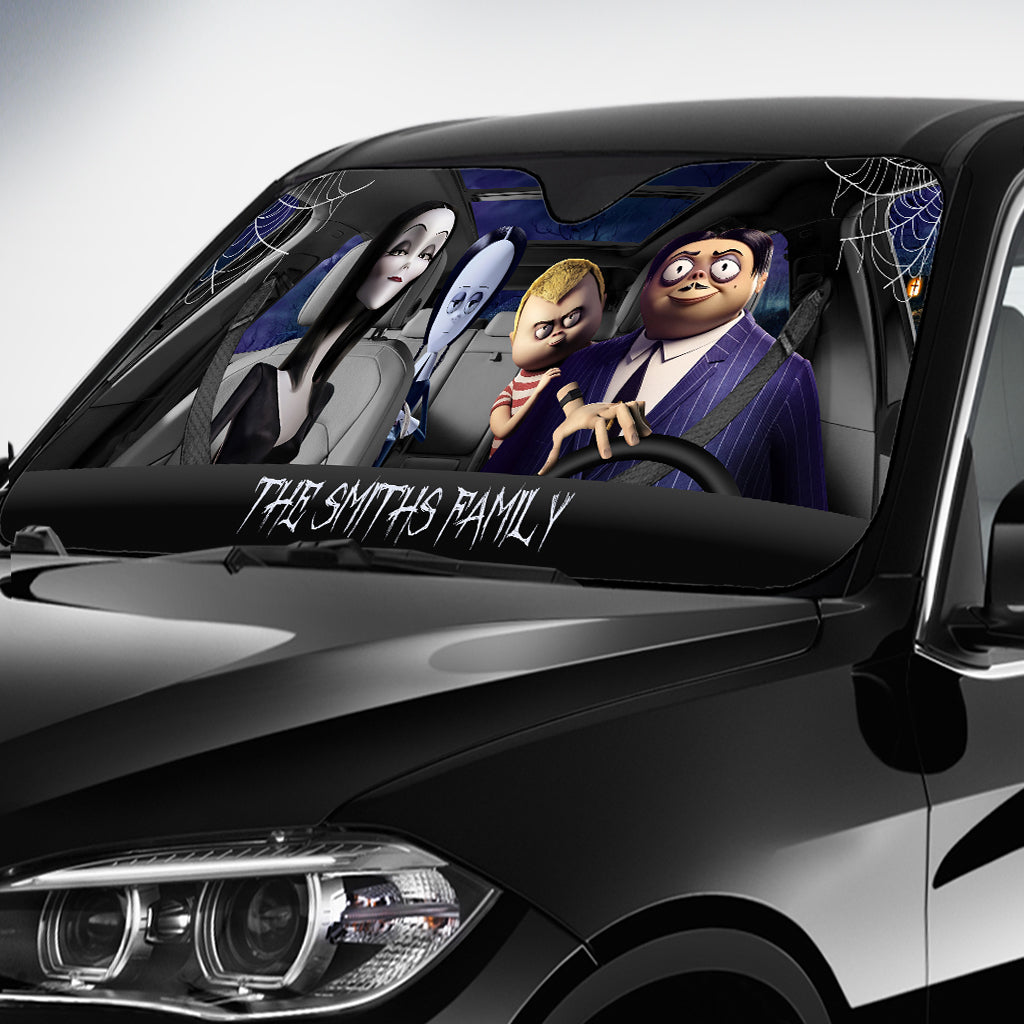 Personalized Halloween Car Sunshade Custom Family Name Gift Car Sunshade GradoCreations