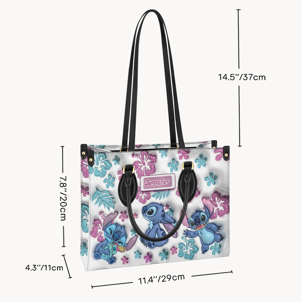 Personalized Leather Handbag with Floral Design Gift for Her Leather Handbag GradoCreations