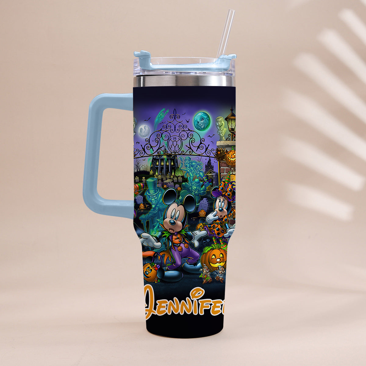 Personalized Halloween Tumbler with Handle for Drinks Tumbler With Handle GradoCreations