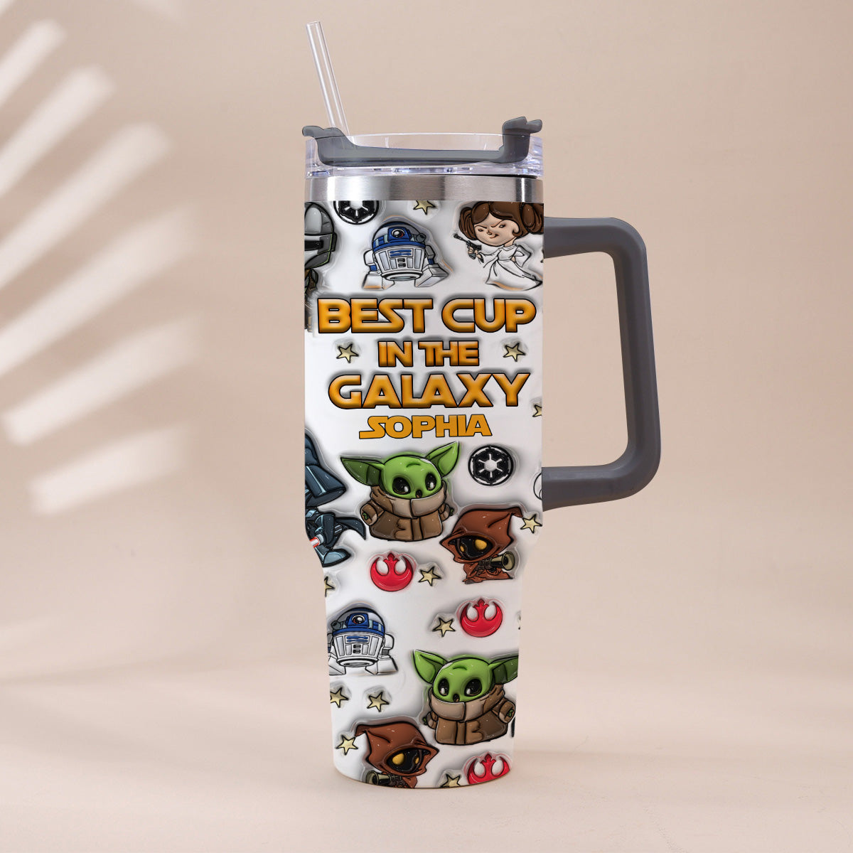 Personalized Galaxy Tumbler with Handle Gift for Kids - Custom Name Tumbler With Handle GradoCreations