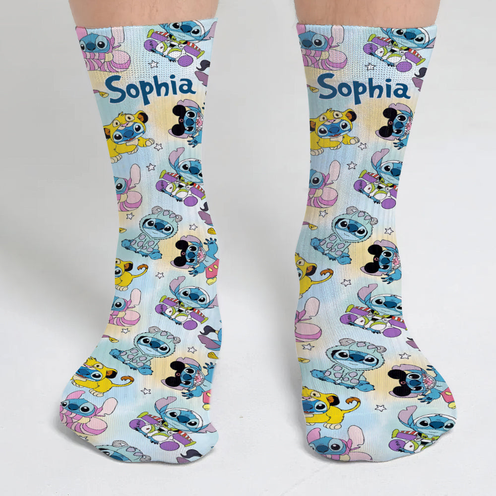 Personalized Cute Monsters Socks Custom Name Gift for Kids Socks GradoCreations