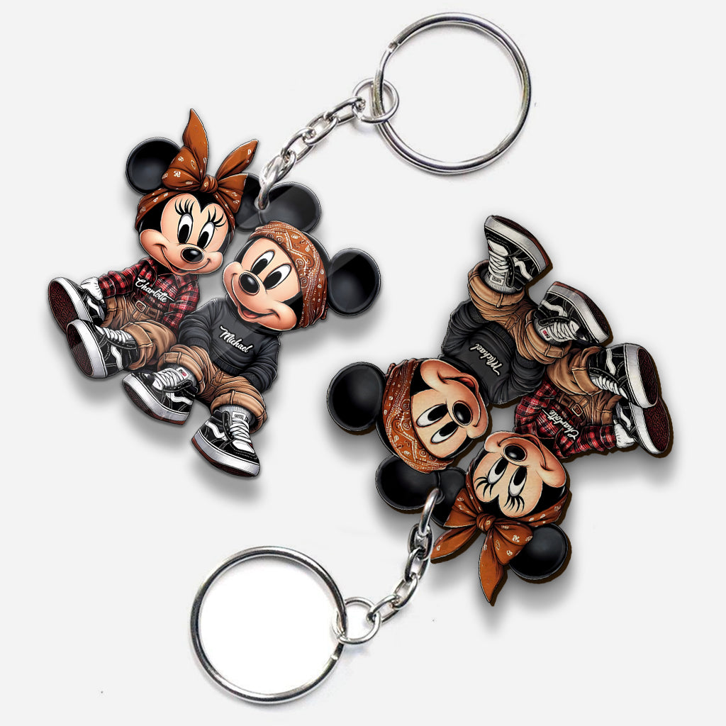 Personalized Chicano Mouse Keychain Custom Couple Gift Keychain GradoCreations