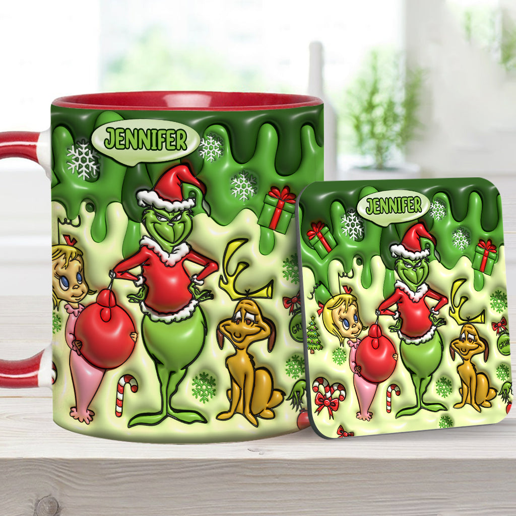 Personalized Grinch Accent Mug & Coaster Custom Name Gift Accent Mug GradoCreations