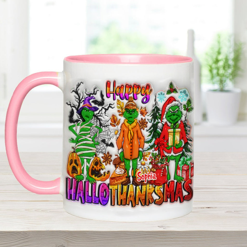 Personalized Grinch Accent Mug Custom Name Holiday Gift Accent Mug GradoCreations