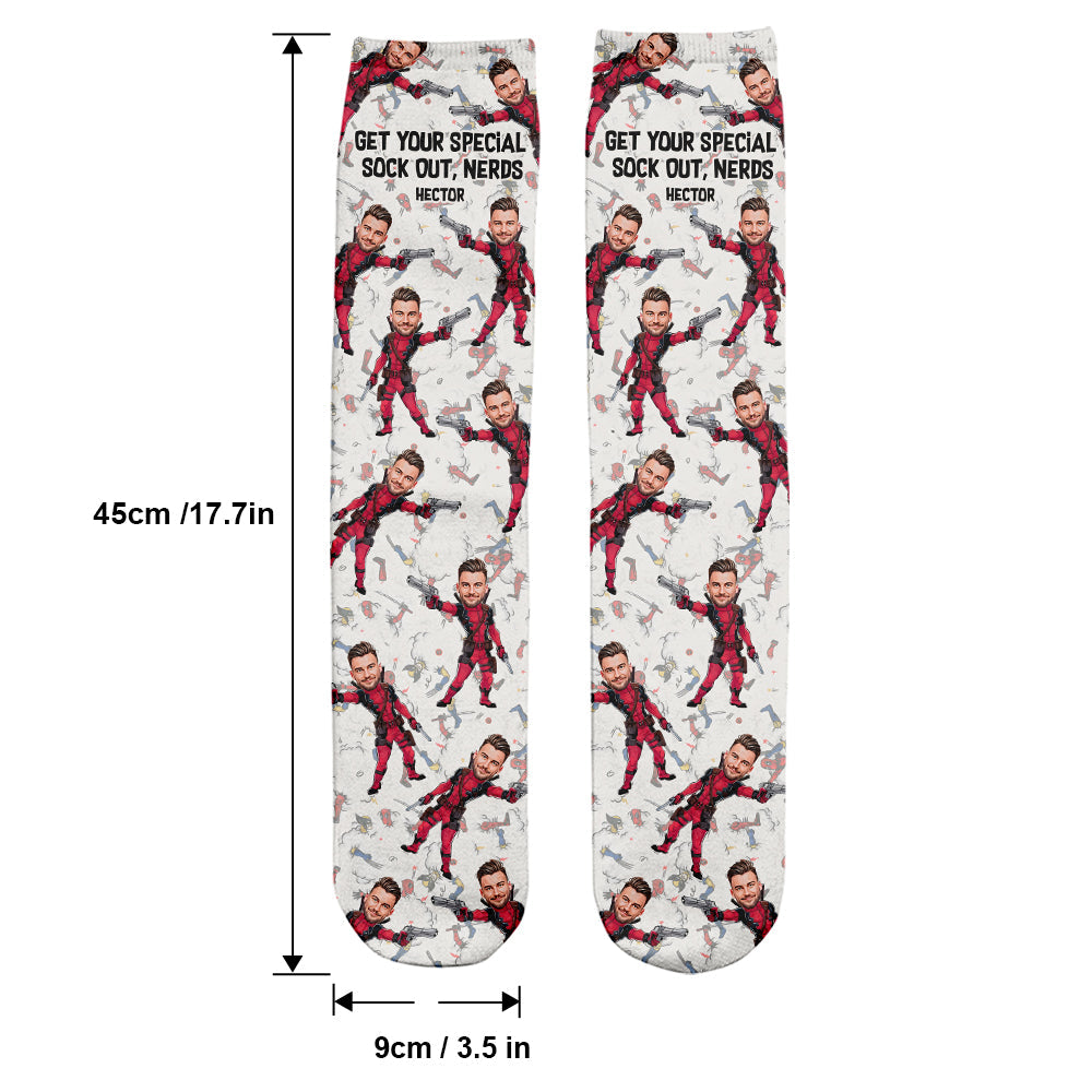 Personalized Funny Socks Custom Face Gift for Nerds Socks GradoCreations