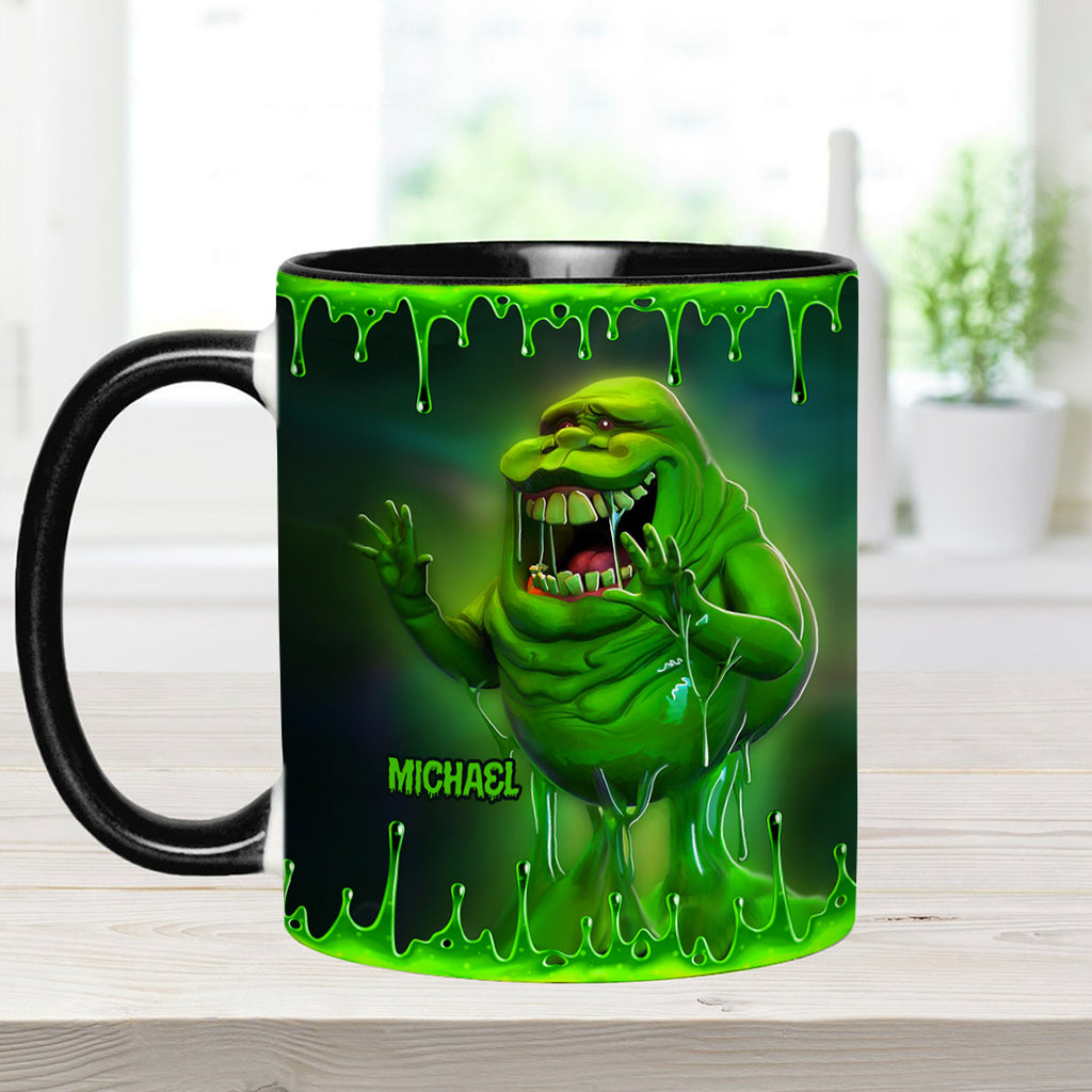 Personalized Green Ghost Accent Mug for Halloween & Birthdays Accent Mug GradoCreations