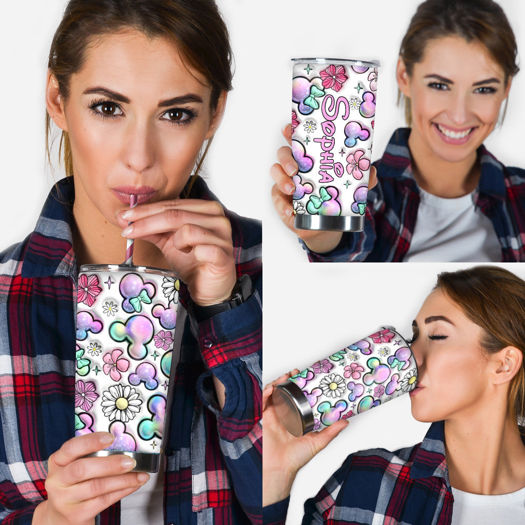 Personalized Tumbler with Puffy Mouse Ears Design Gift Idea Tumbler GradoCreations