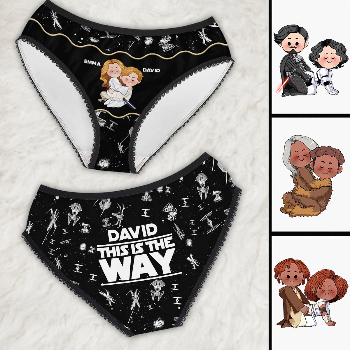 Personalized Lace Border Women's Briefs Custom Names Gift for Couples Lace Border Women Briefs GradoCreations