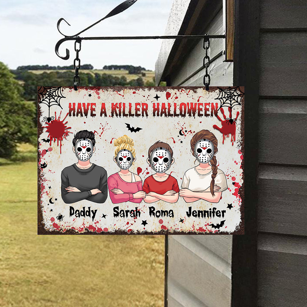 Personalized Halloween Family Metal Sign Custom Name Decor Rectangle Metal Sign GradoCreations