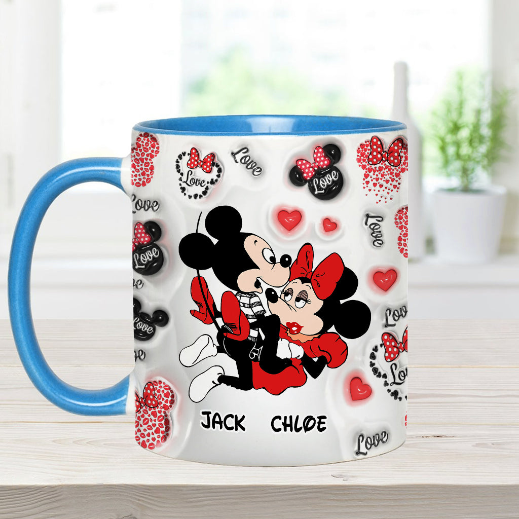 Personalized I Love You Mouse Accent Mug with Custom Names Gift Accent Mug GradoCreations
