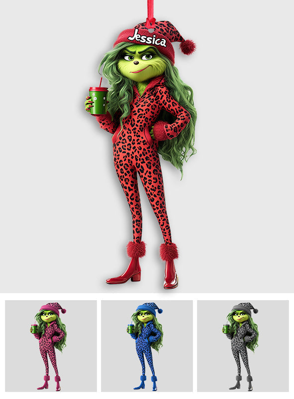 Personalized Grinch Lady Christmas Ornament Custom Gift One-sided Ornament GradoCreations