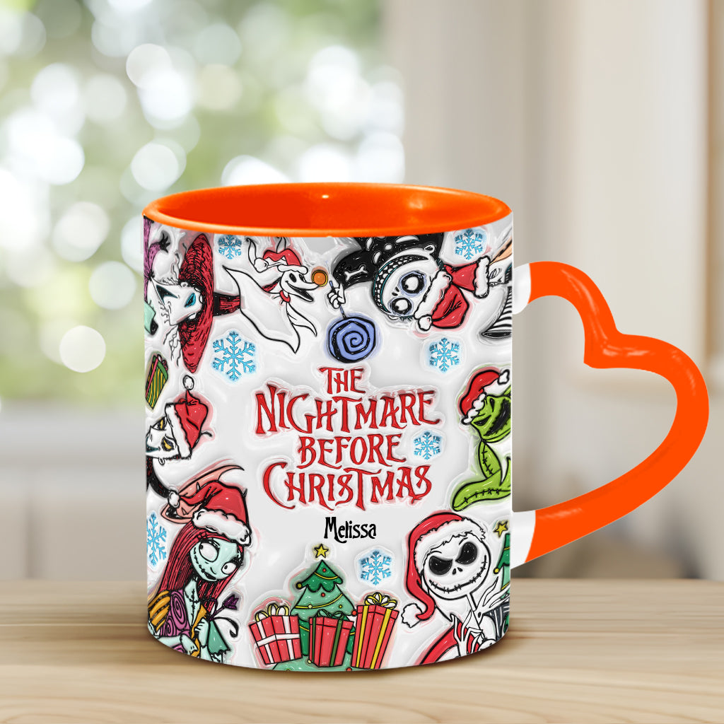Personalized Nightmare Before Christmas Mug with Heart Handle Heart Handle Mug GradoCreations