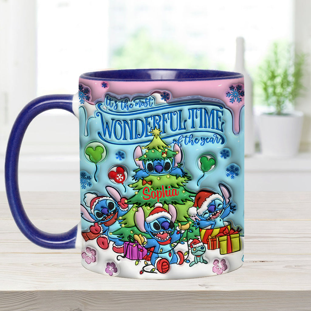 Personalized Merry Stitchmas Accent Mug Custom Name Gift for Christmas Accent Mug GradoCreations