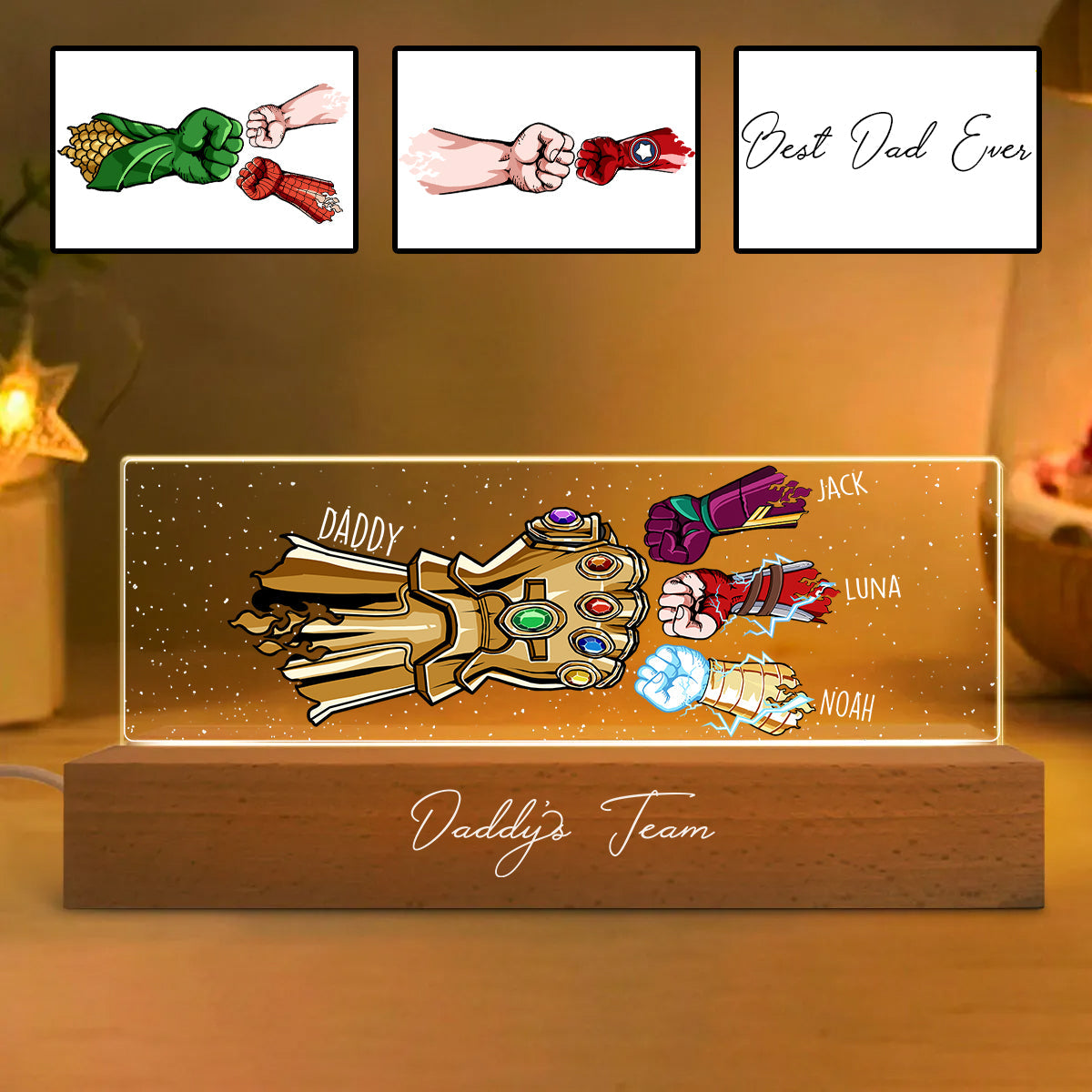 Personalized LED Night Light Custom Name Gift for Dad Custom LED Night Light GradoCreations