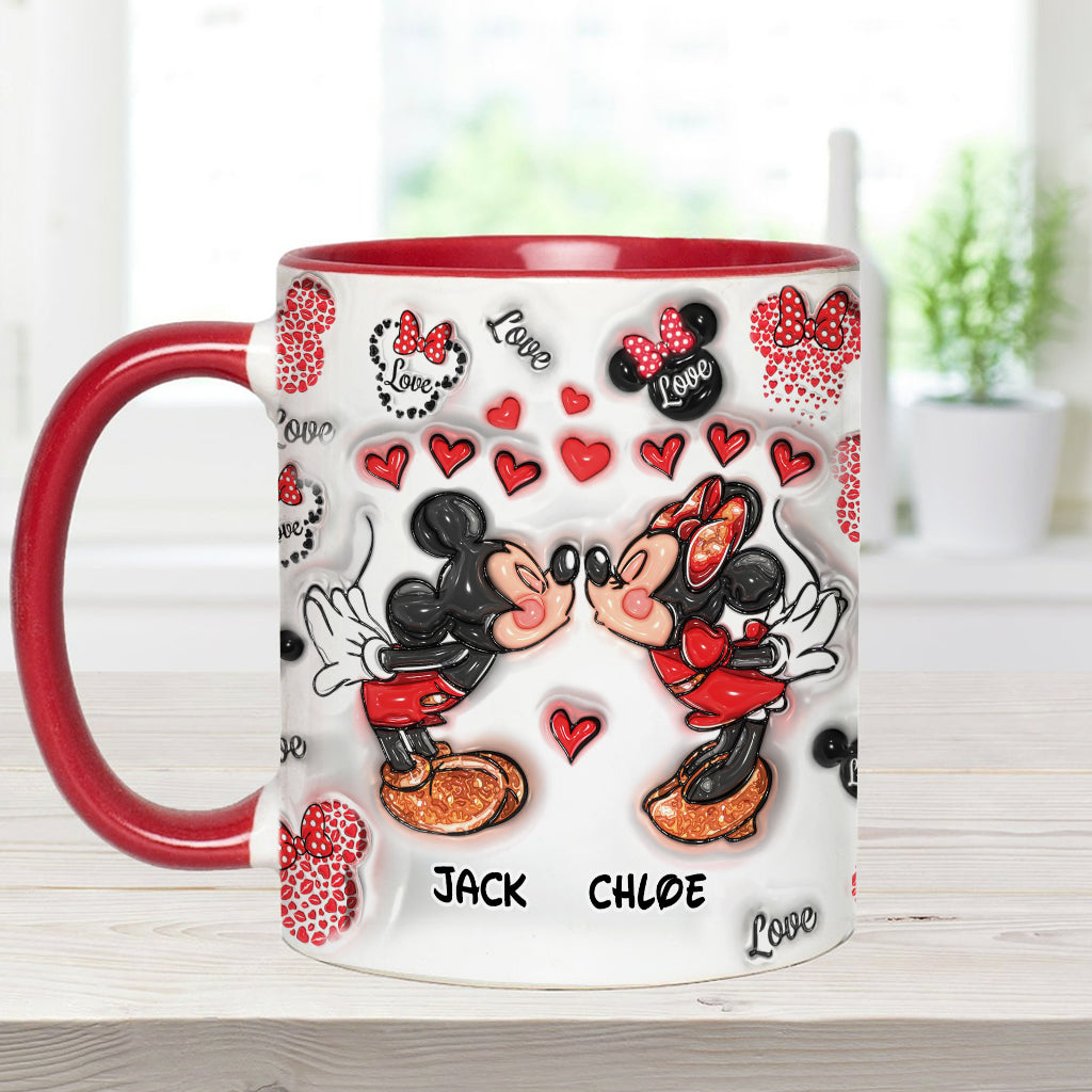 Personalized Accent Mug You & Me Kissing Mickey Minnie Gift for Couple Accent Mug GradoCreations