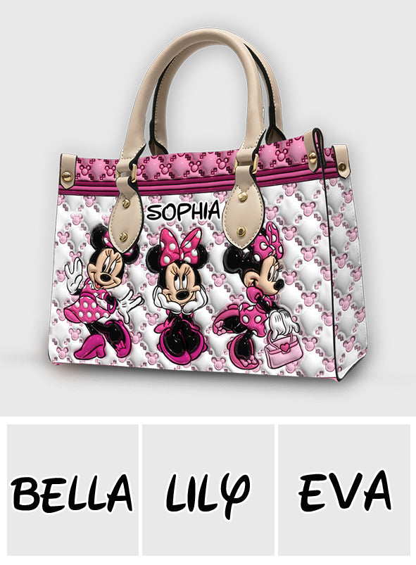 Personalized Pink Leather Handbag with Name - Cute Gift for Mom Leather Handbag GradoCreations