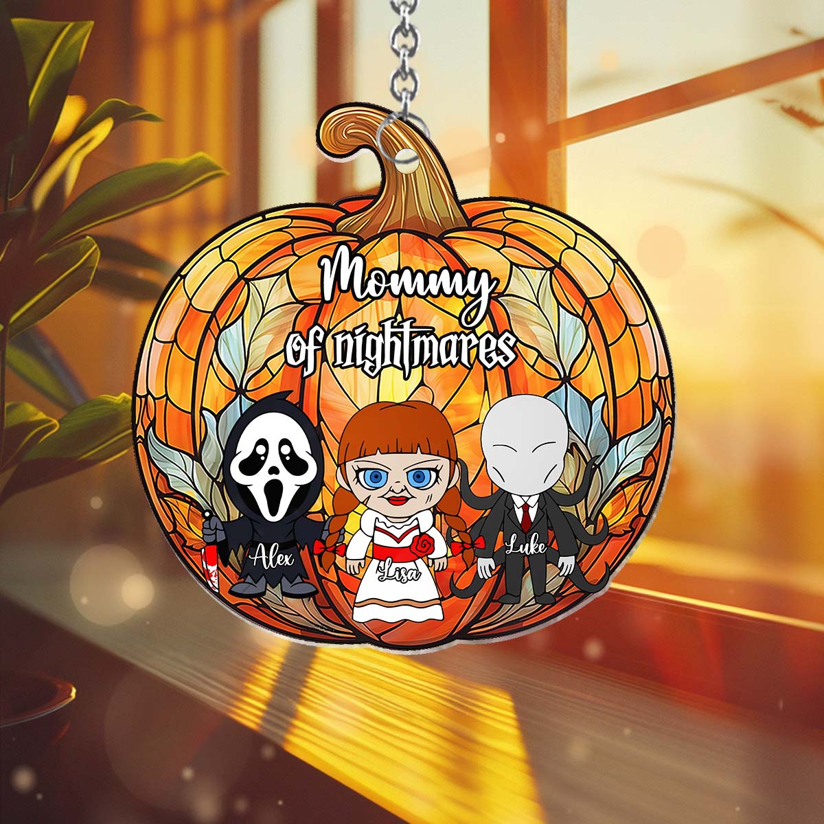 Personalized Pumpkin Suncatcher Ornament for Mom | Unique Home Decor Window Hanging Suncatcher Ornament GradoCreations