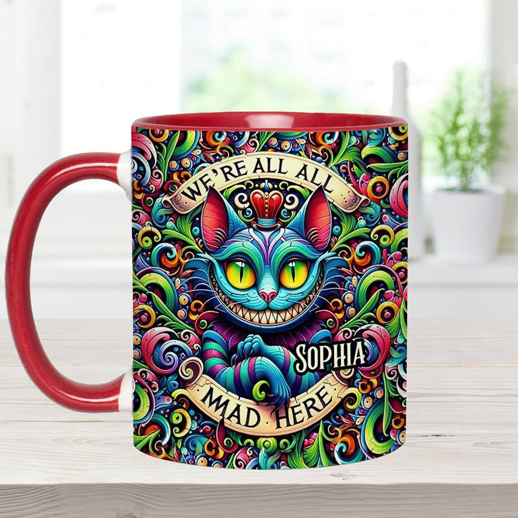 Personalized Ceramic Accent Mug with Colorful Cat Design for Birthdays or Christmas Accent Mug GradoCreations