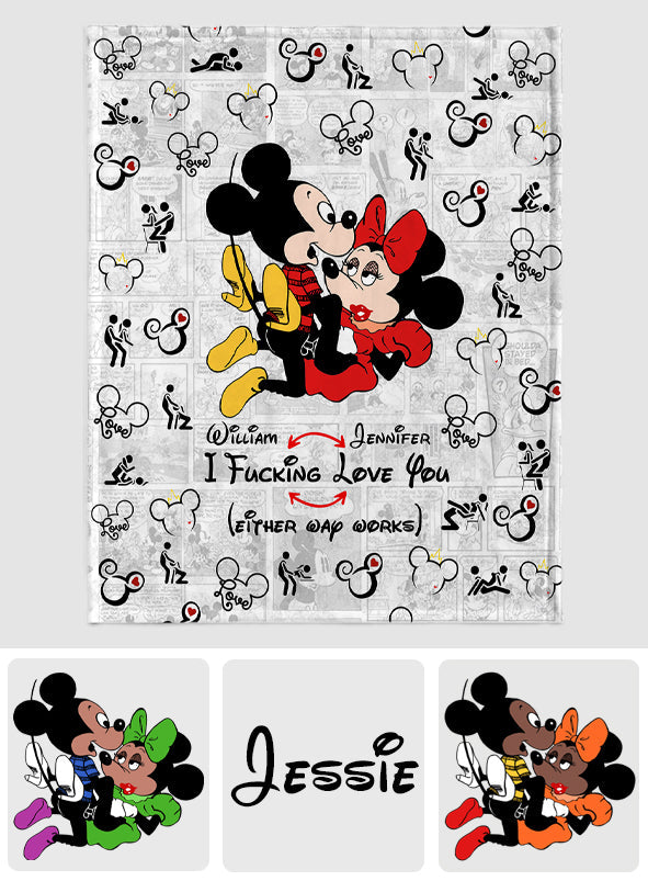 Personalized Double-Sided Flannel Mouse Blanket for Couples Blanket GradoCreations