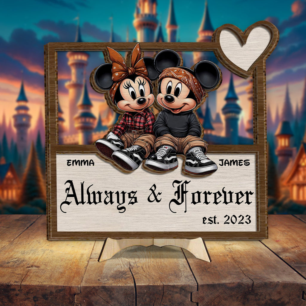 Personalized Always And Forever 2 Layered Wood Sign Gift for Couples 2 Layered Wood Sign GradoCreations