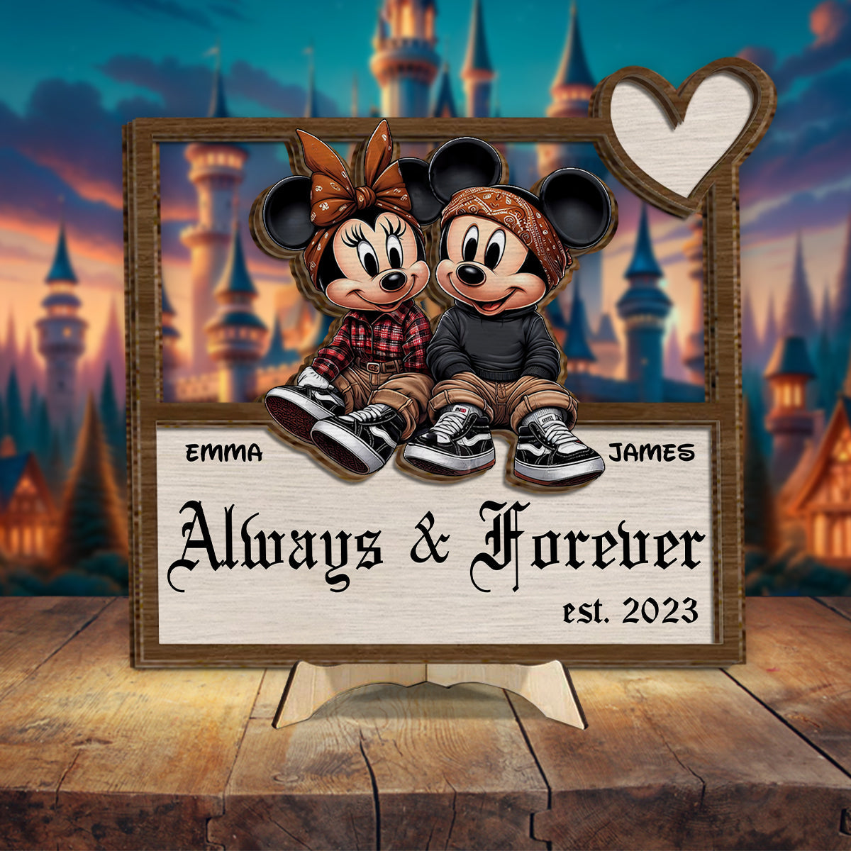Personalized Always And Forever 2 Layered Wood Sign Gift for Couples 2 Layered Wood Sign GradoCreations