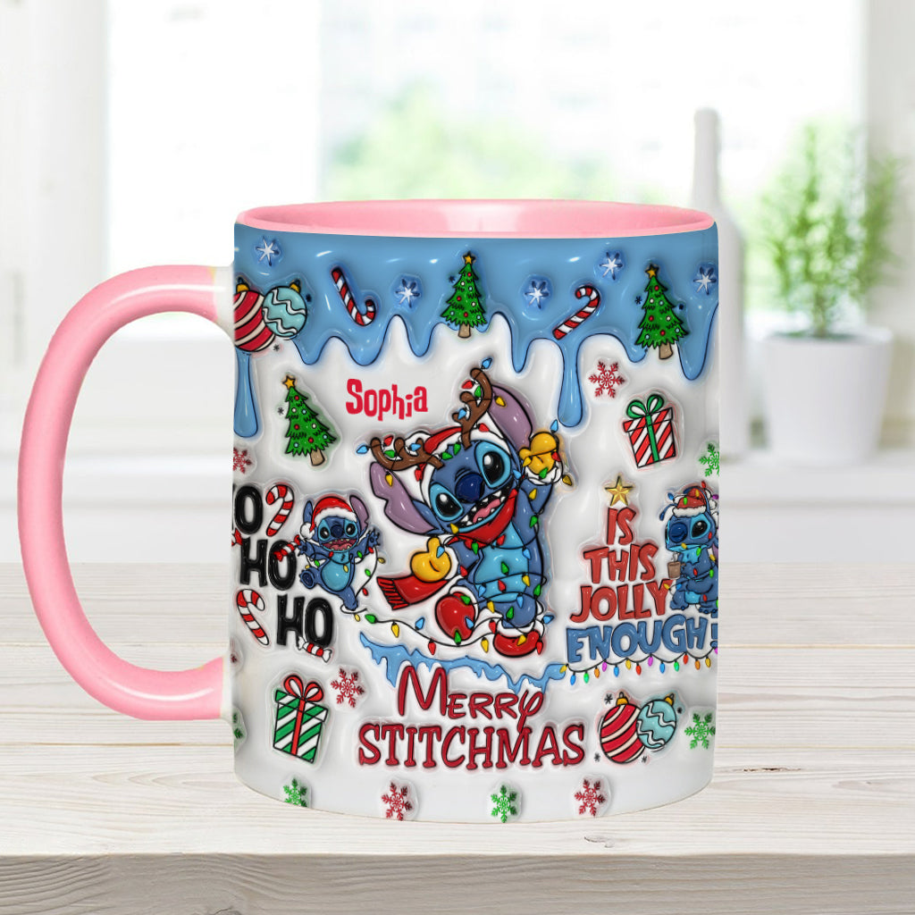 Personalized Merry Stitchmas Accent Mug Custom Name Gift Accent Mug GradoCreations
