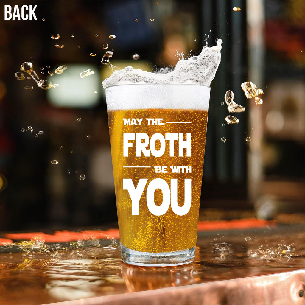 Personalized Beer Glass May The Froth Be With You Custom Gift for Dad Beer Glass GradoCreations