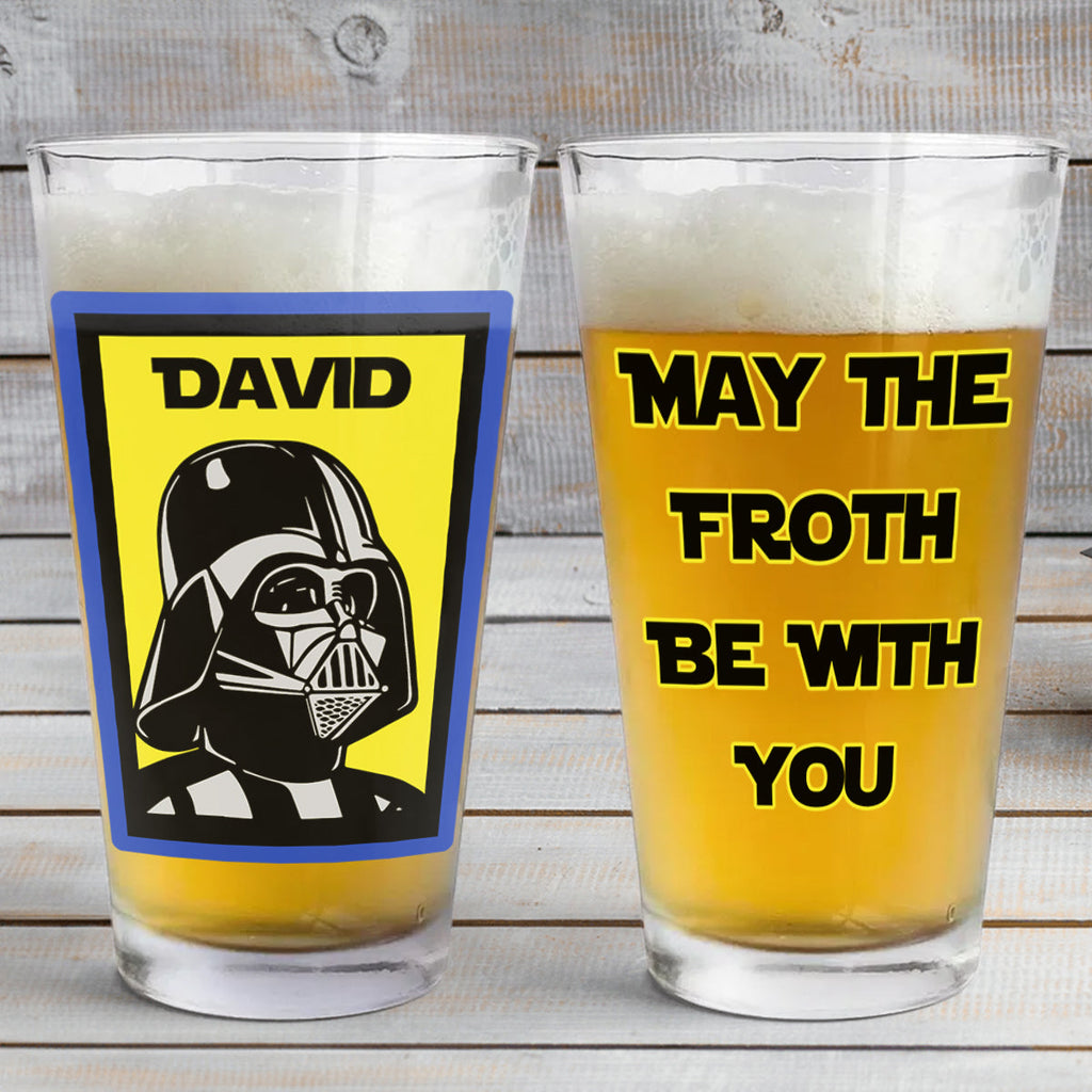 Personalized Beer Glass with Custom Name Star Wars Theme Gift for Dad Beer Glass GradoCreations