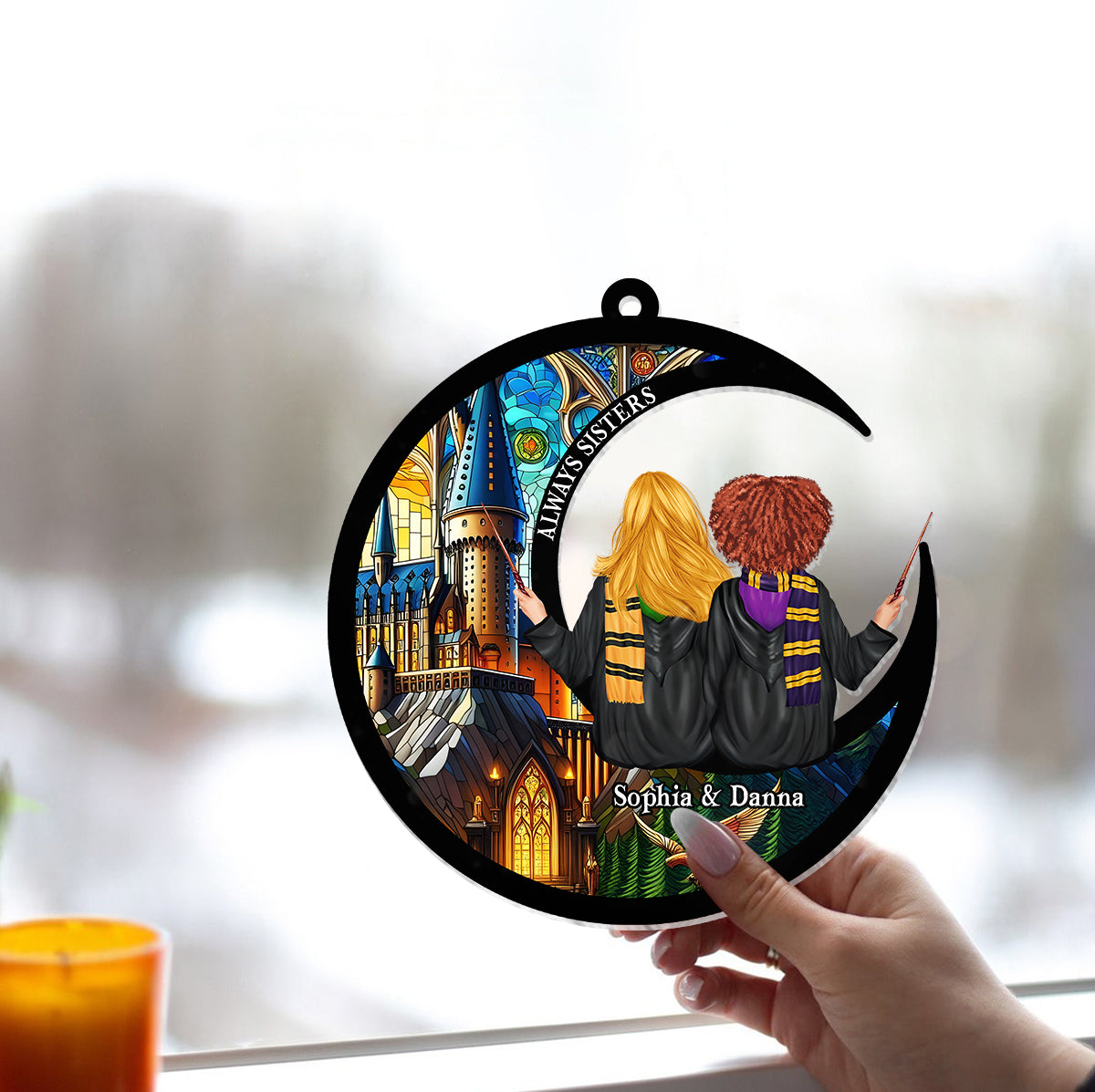 Personalized Always Sisters Suncatcher Ornament Gift for Besties Window Hanging Suncatcher Ornament GradoCreations